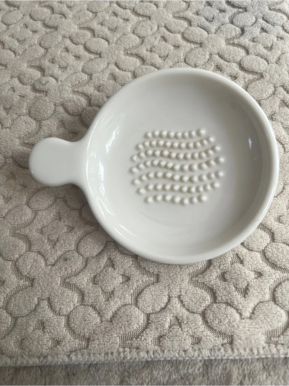 Revol France White Porcelain Ceramic Garlic Ginger Grater Zester with Handle -